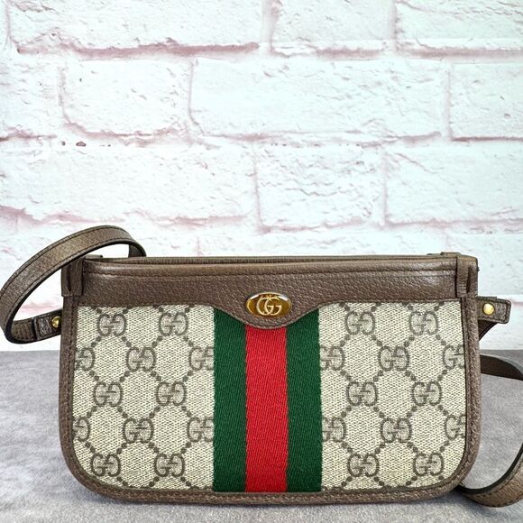 Gucci GG Supreme Monogram Web Ophidia Crossbody Beige - Picture 1 of 14